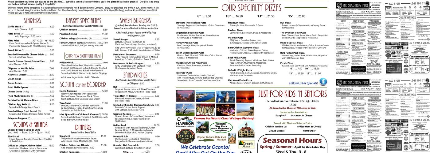 Brothers Three Menu