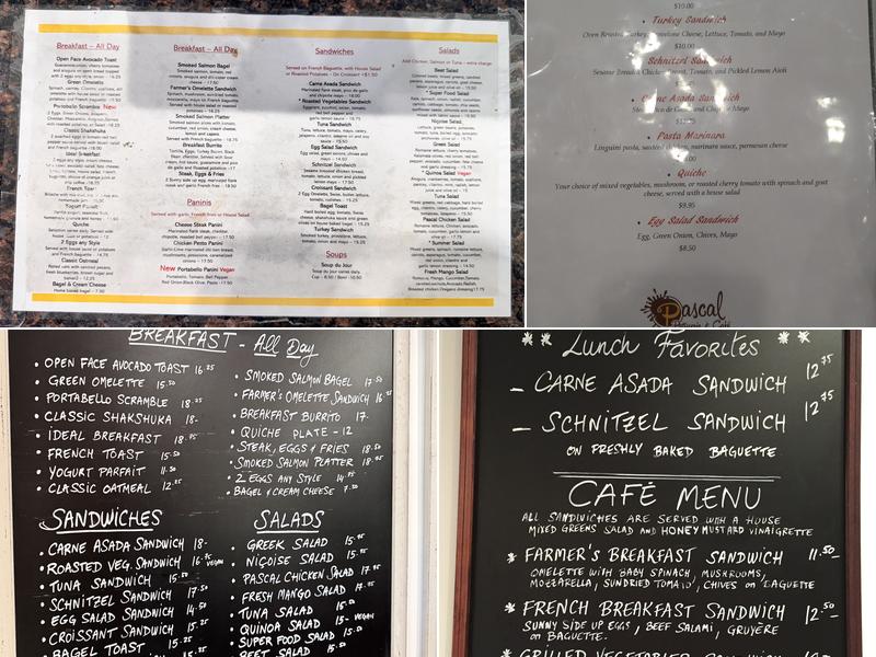 Pascal Patisserie & Cafe Menu