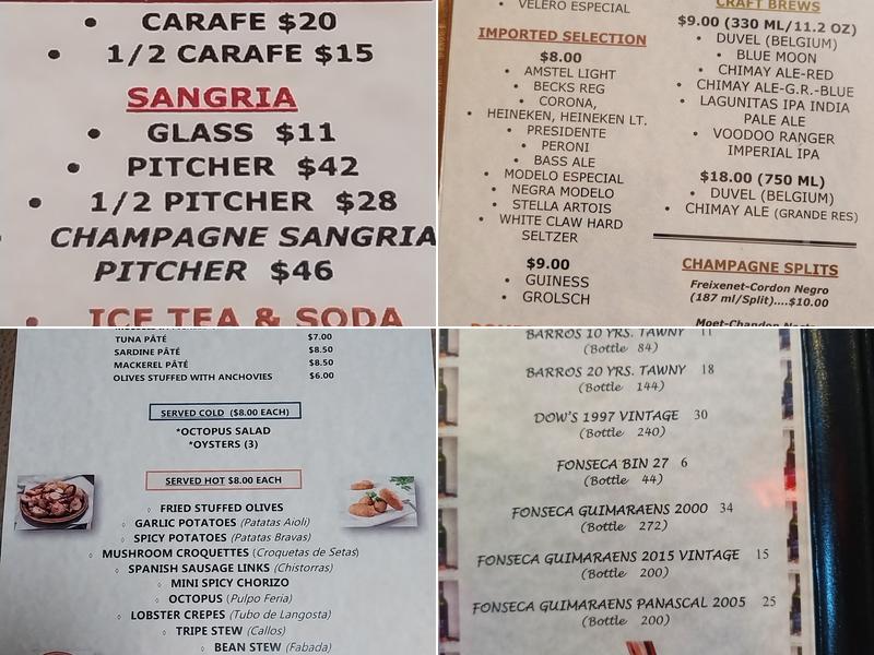 Fornos of Spain Menu