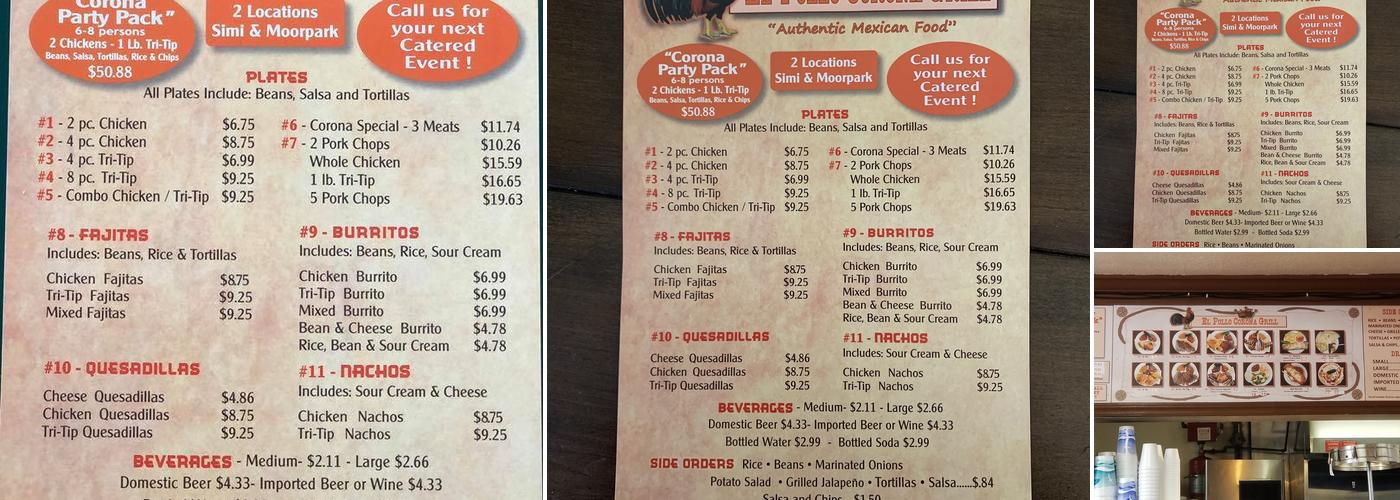 El Pollo Corona Grill Menu