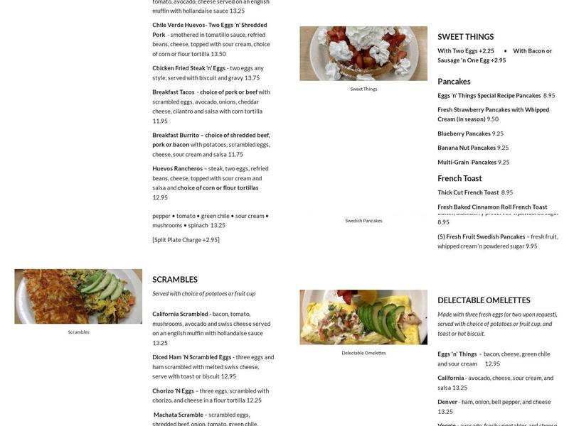 Eggs N Things Menu