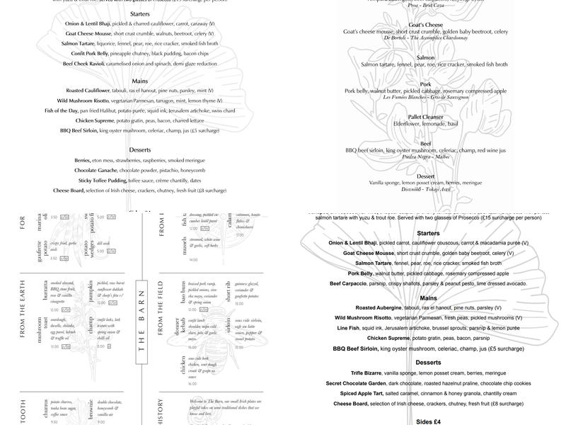 The Barn at Finn Lough Menu