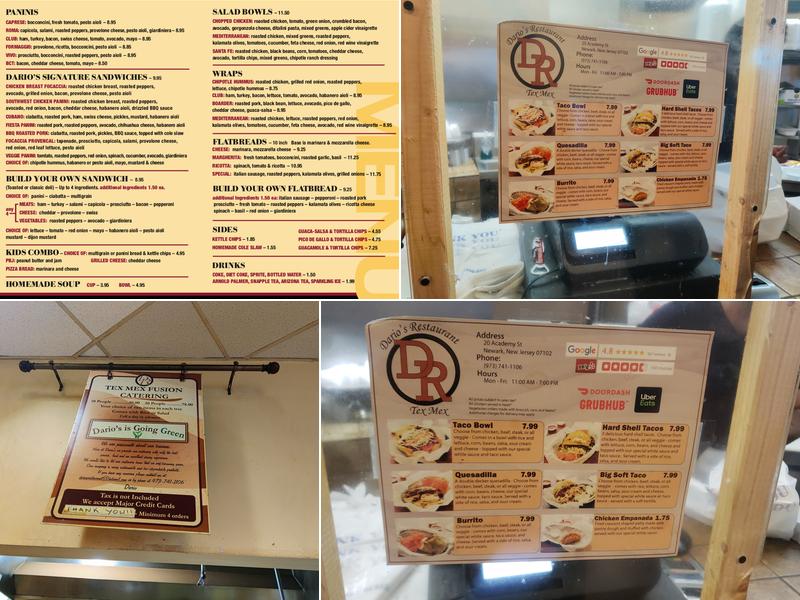 Dario's Tex Mex Menu