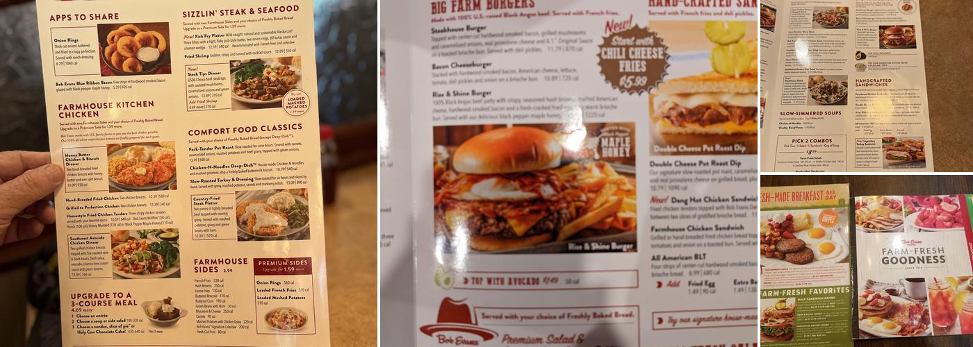 Bob Evans Menu