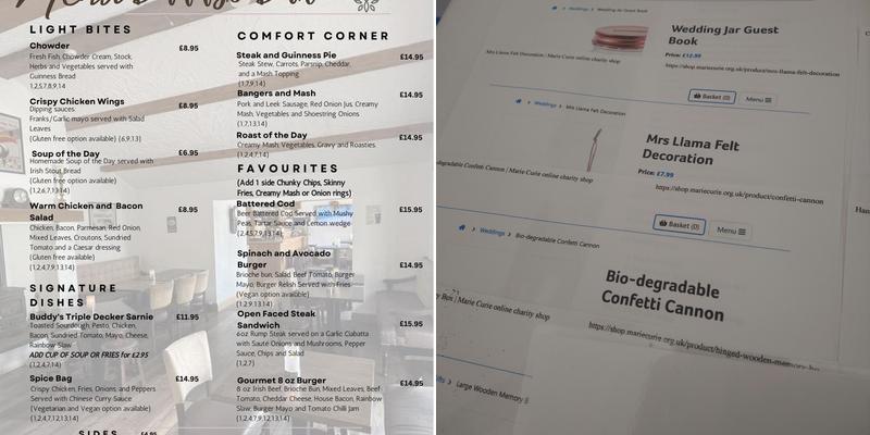 Rossharbour Resort Menu