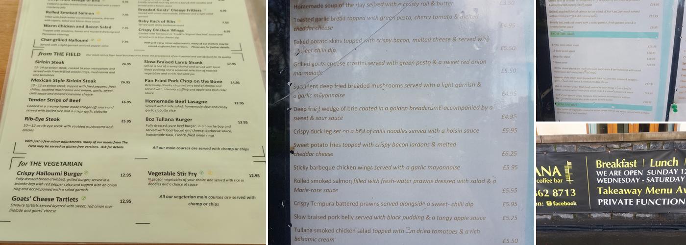 Tullana On The Green Menu