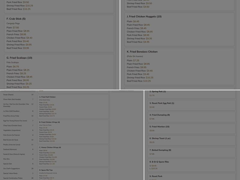 Cheung Hing Kitchen Menu