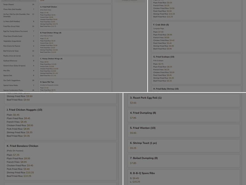 Cheung Hing Kitchen Menu