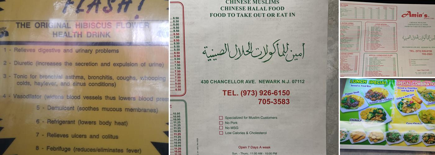 Amin's Chinese Halal Food Menu