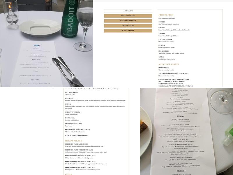 estiatorio Milos Midtown Menu