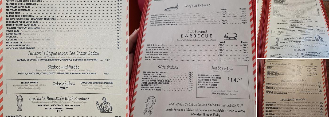 Junior's Restaurant & Bakery Menu