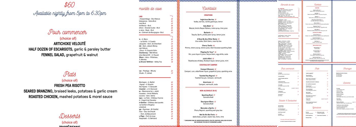 Benoit New York Menu