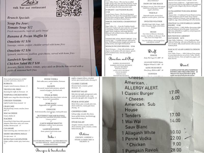 Zack's Menu