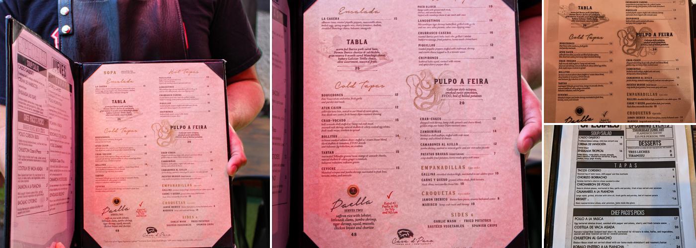 Casa d'Paco Menu