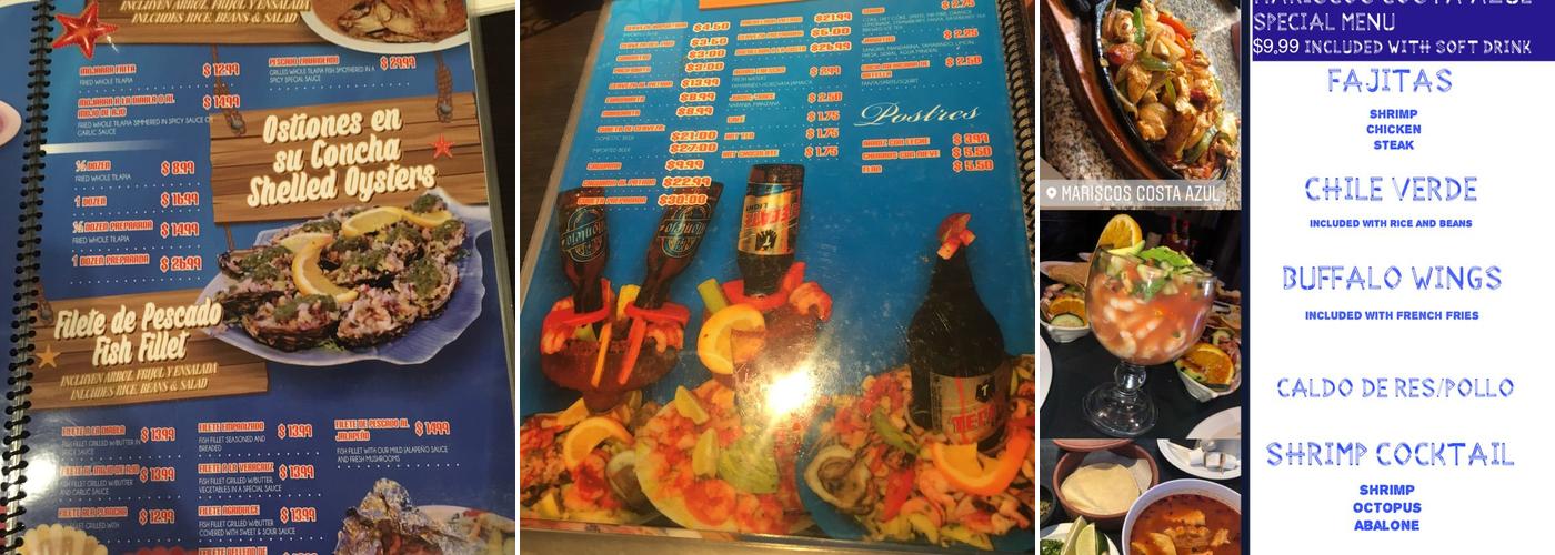 Mariscos Costa Azul Menu