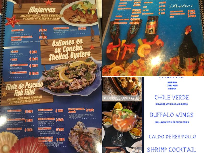 Mariscos Costa Azul Menu