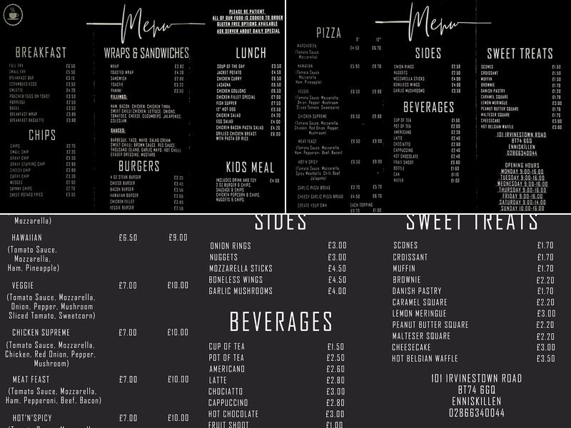 Pit Stop Café Menu