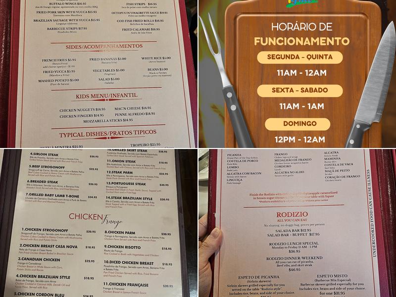 Casa Nova Grill (Brazilian Rodízio) Menu