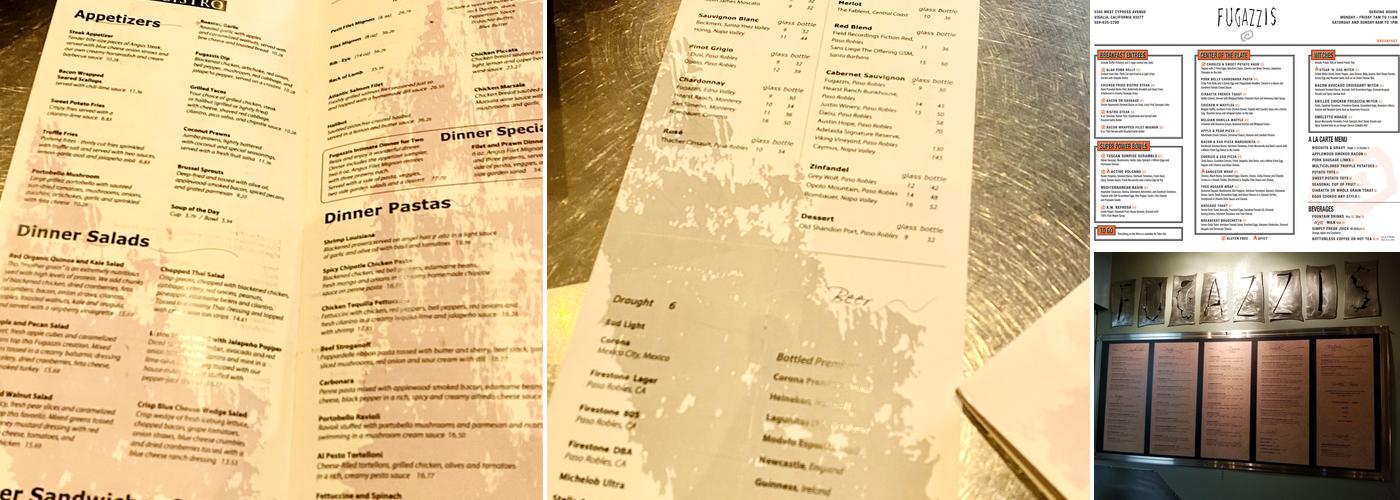 Fugazzis on the Go Menu