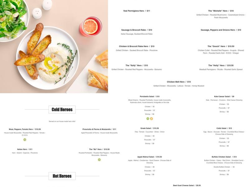 Rustique Pizza Menu