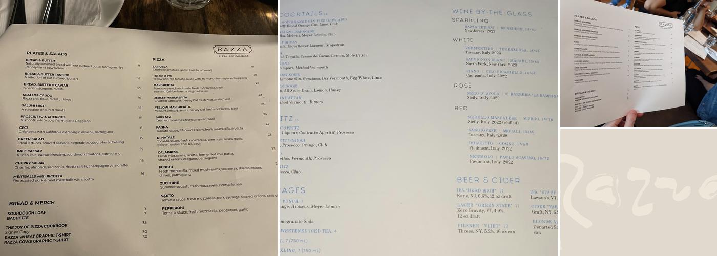 Razza Menu