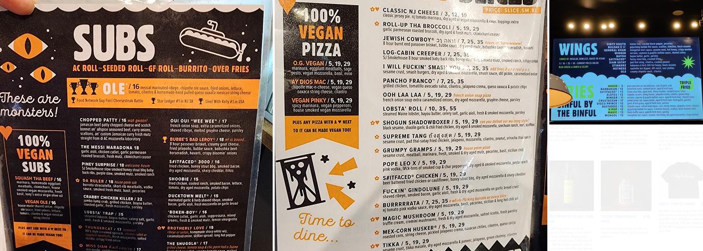 Tony Boloney's Hoboken Menu