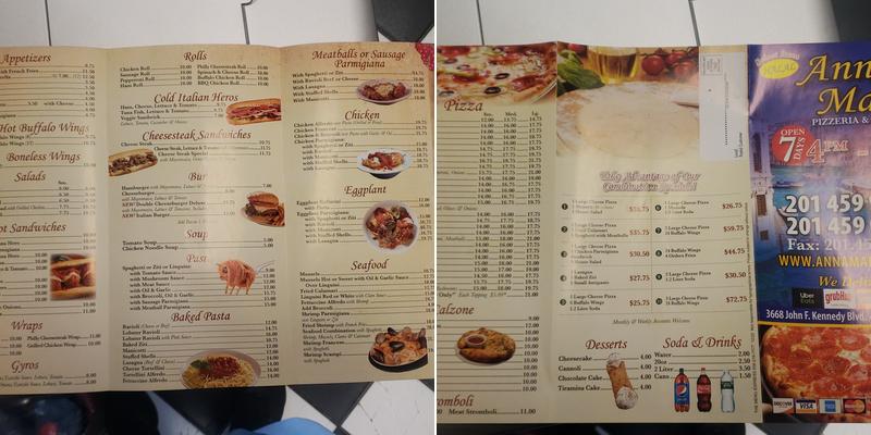 Anna Maria Pizzeria & Restaurant Menu