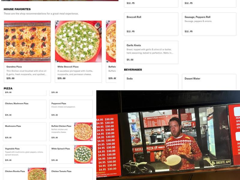 Basile's Pizza Menu