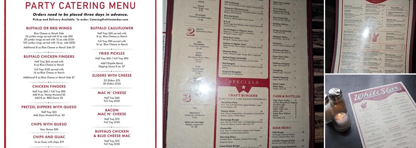 White Star Bar Menu