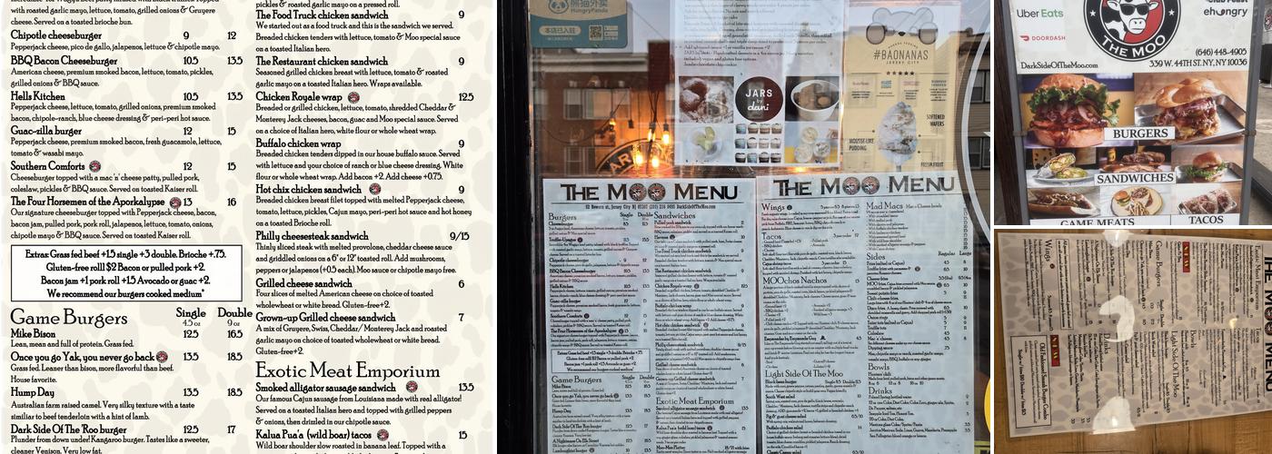 Dark Side Of The Moo Menu