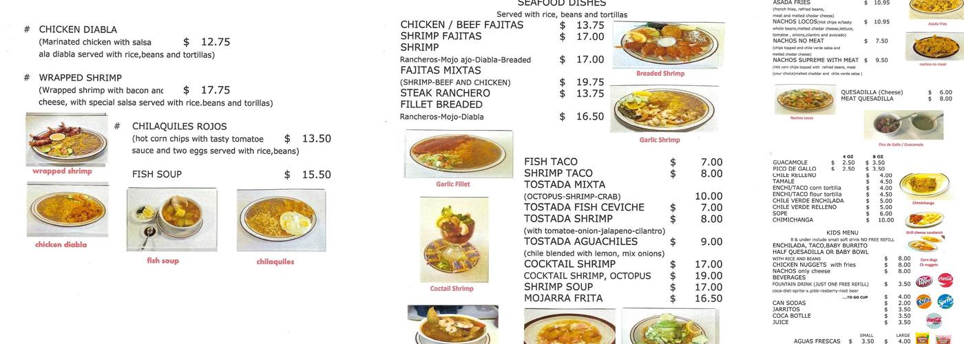 Restaurante El Nuevo Tlaquepaque Menu