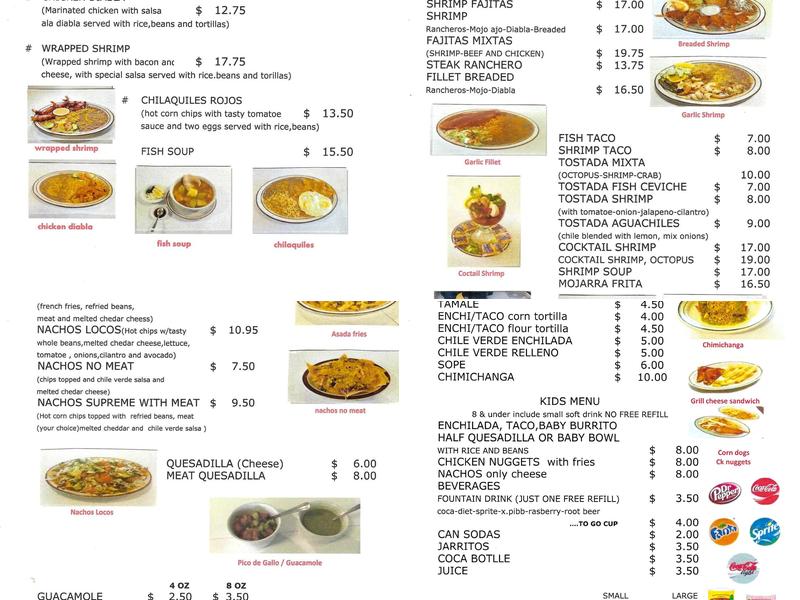 Restaurante El Nuevo Tlaquepaque Menu