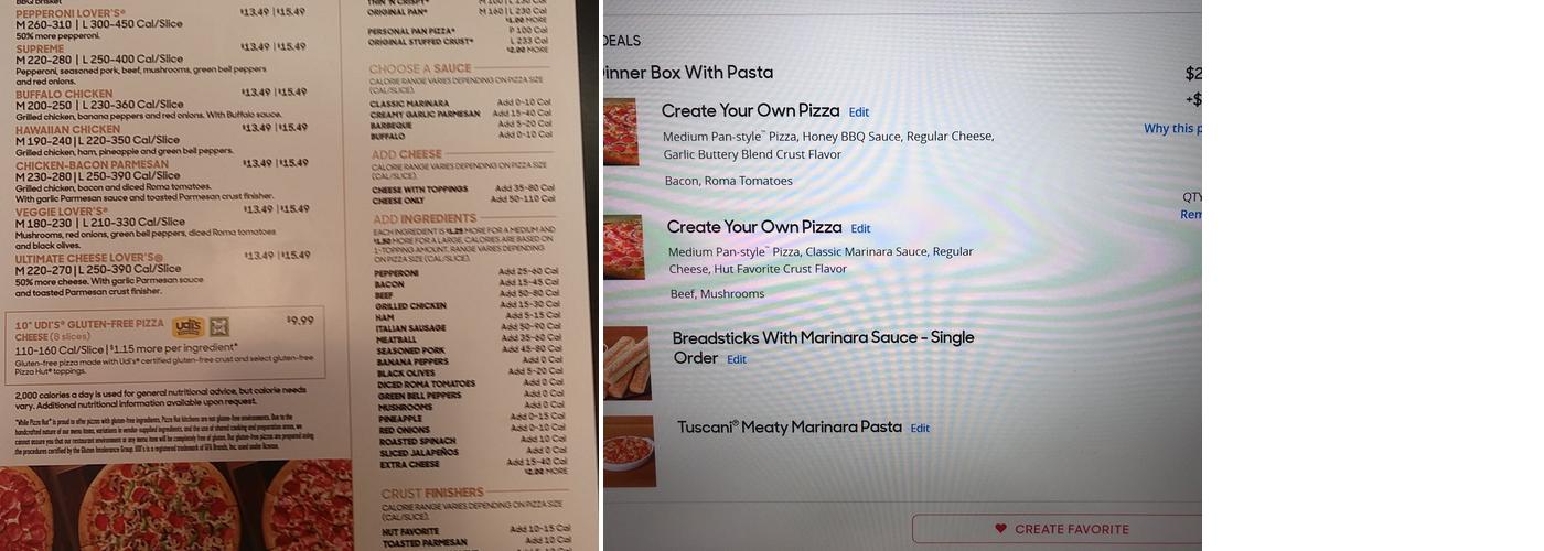 Pizza Hut Menu
