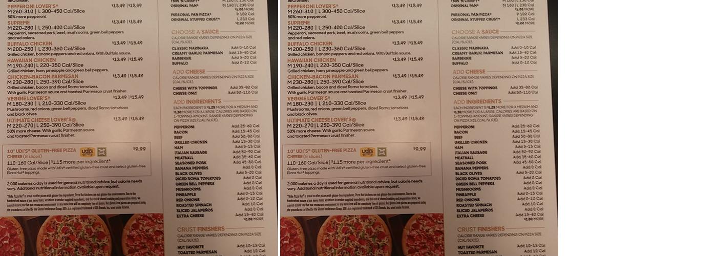 Pizza Hut Menu