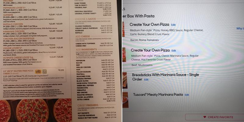 Pizza Hut Menu