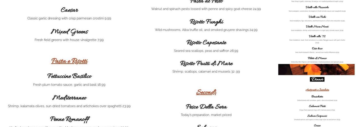 Grappa '72 Menu