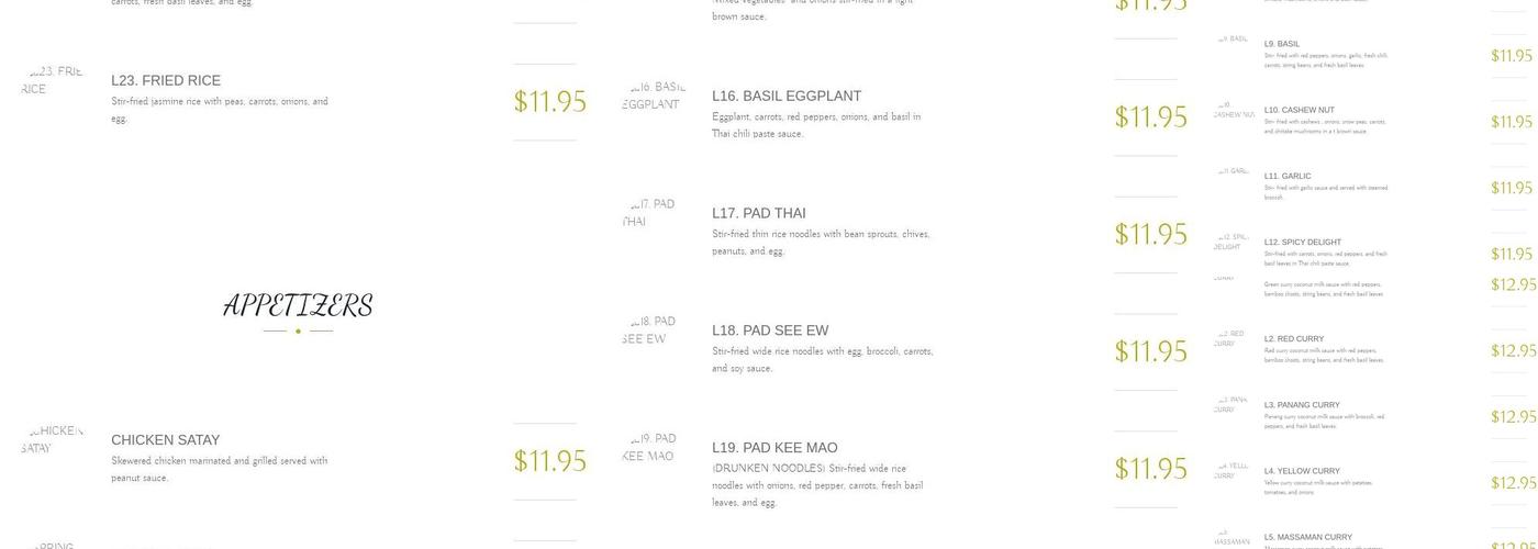 Srisiam Menu