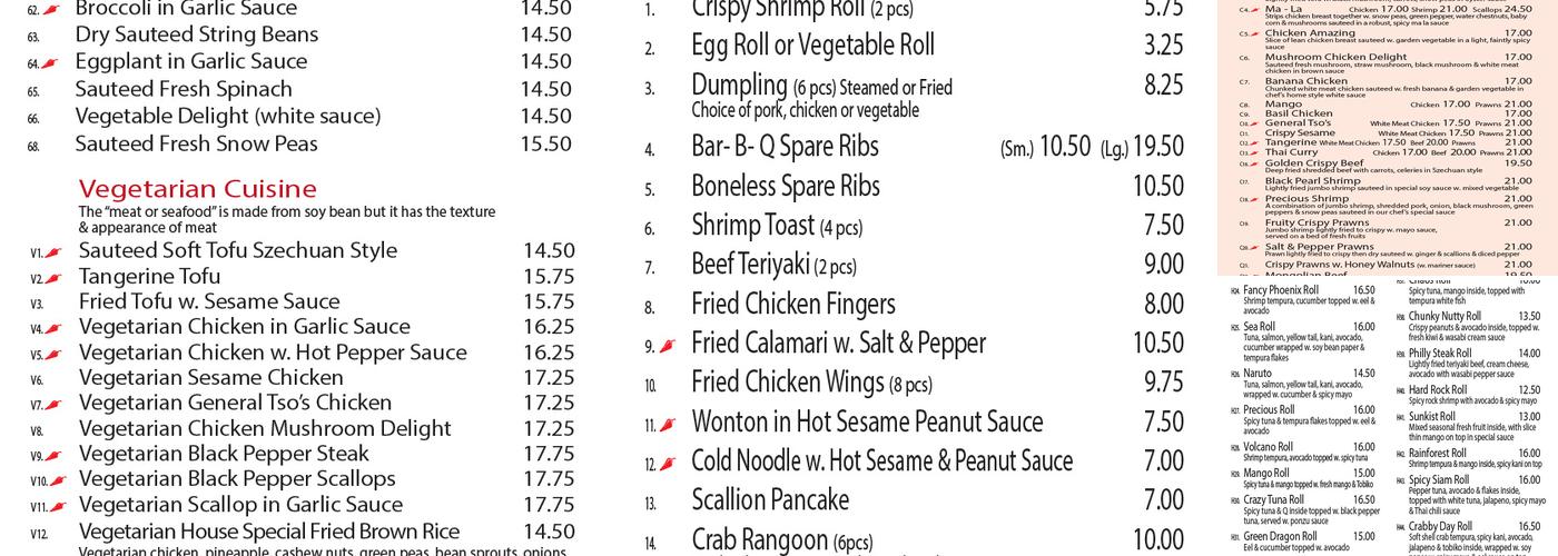 Precious Chinese & Japanese Cuisine Menu