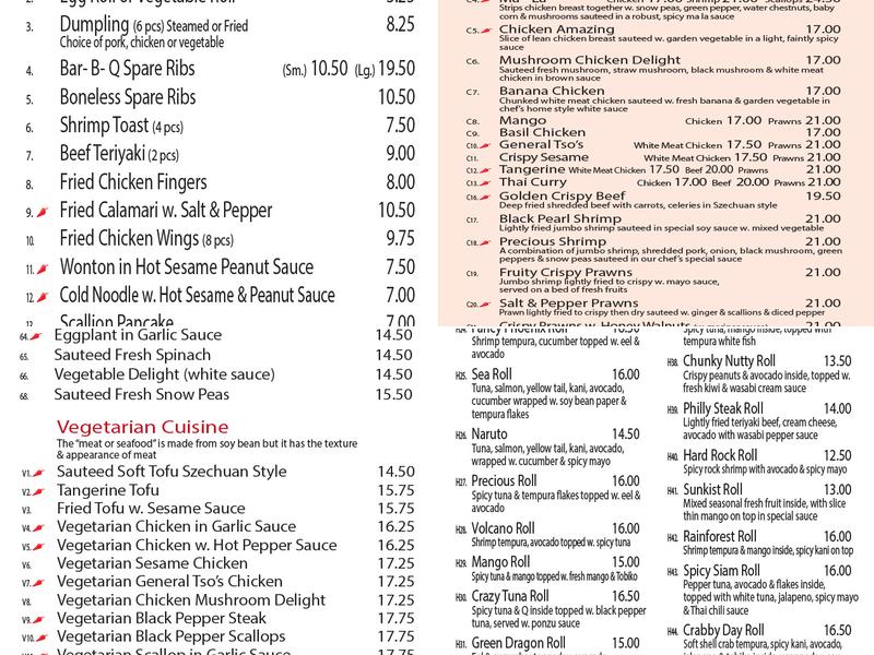 Precious Chinese & Japanese Cuisine Menu