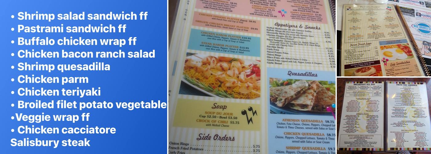 Miss America Diner Menu