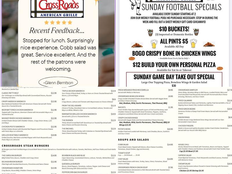 CrossRoads American Grille Menu
