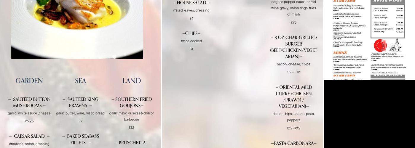 O'Connors Bar & Restaurant Menu