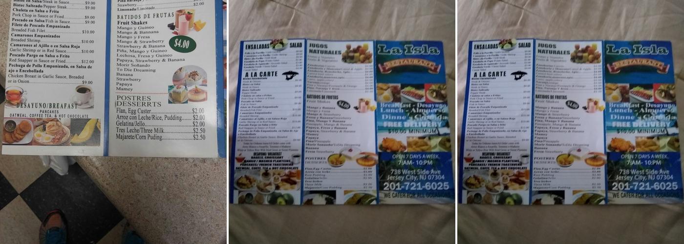 La Isla Menu