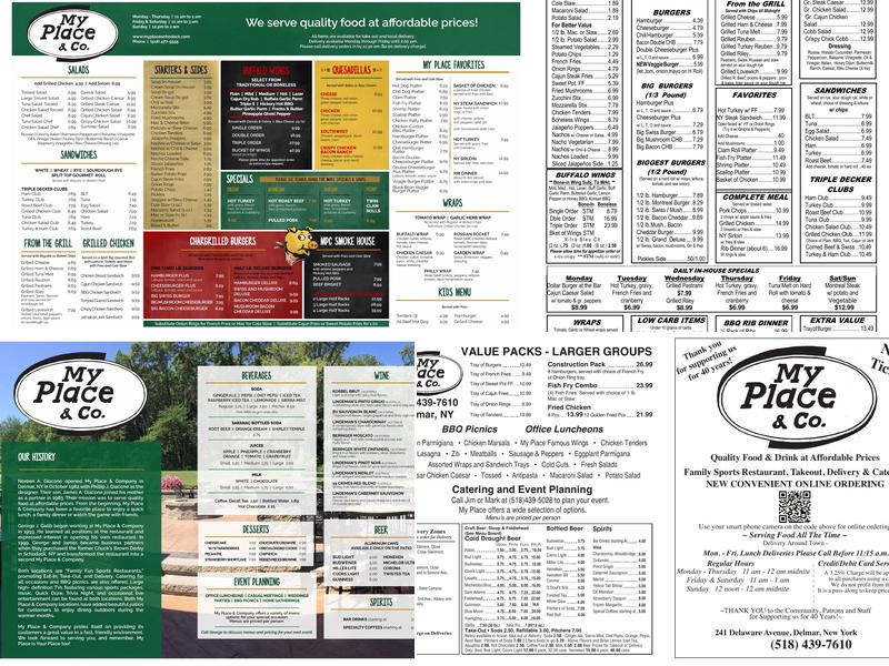 My Place & Company, Delmar Menu