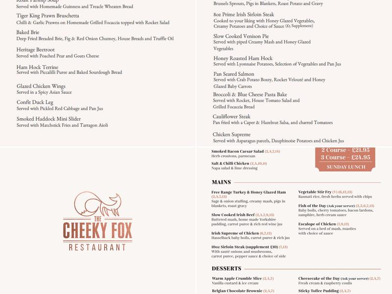 The Cheeky Fox Menu