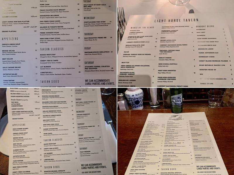 Light Horse Tavern Menu