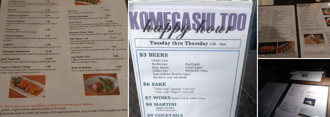 Komegashi Too Menu