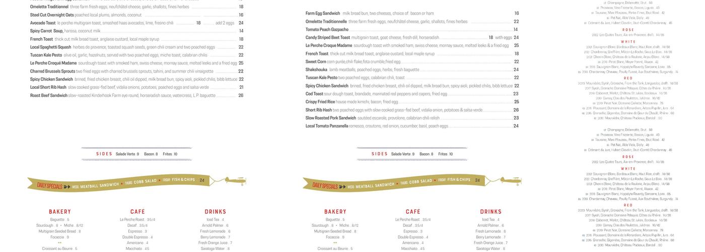 Le Perche Menu