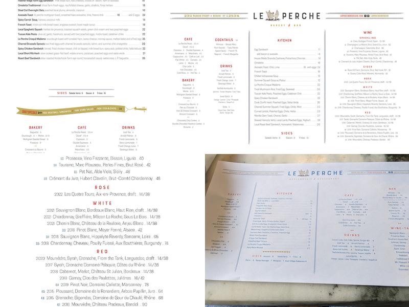 Le Perche Menu