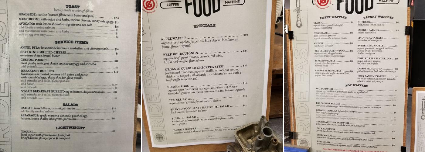 MOTO Coffee/Machine Menu